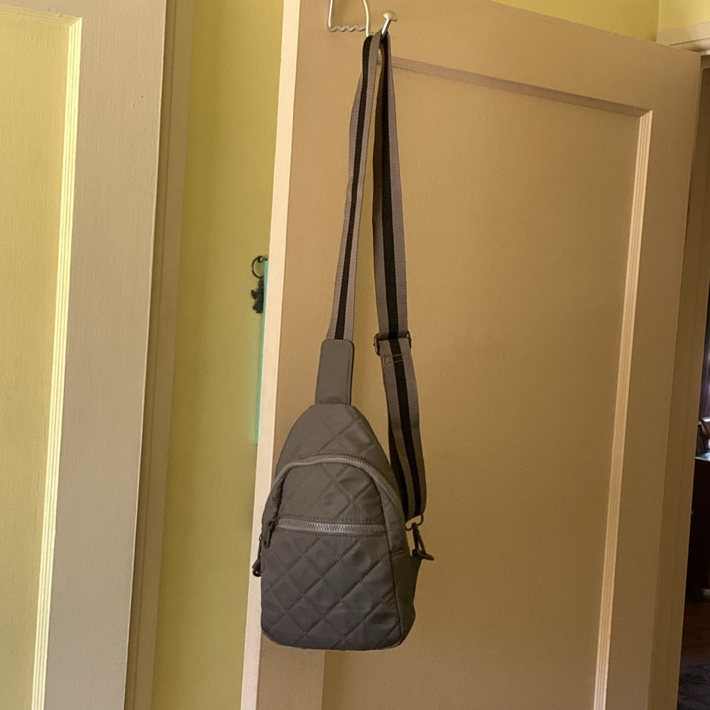 Gray Quilted Crossbody Bag
